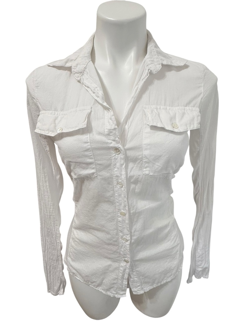 James Perse White Long-Sleeve Button-Down Shirt